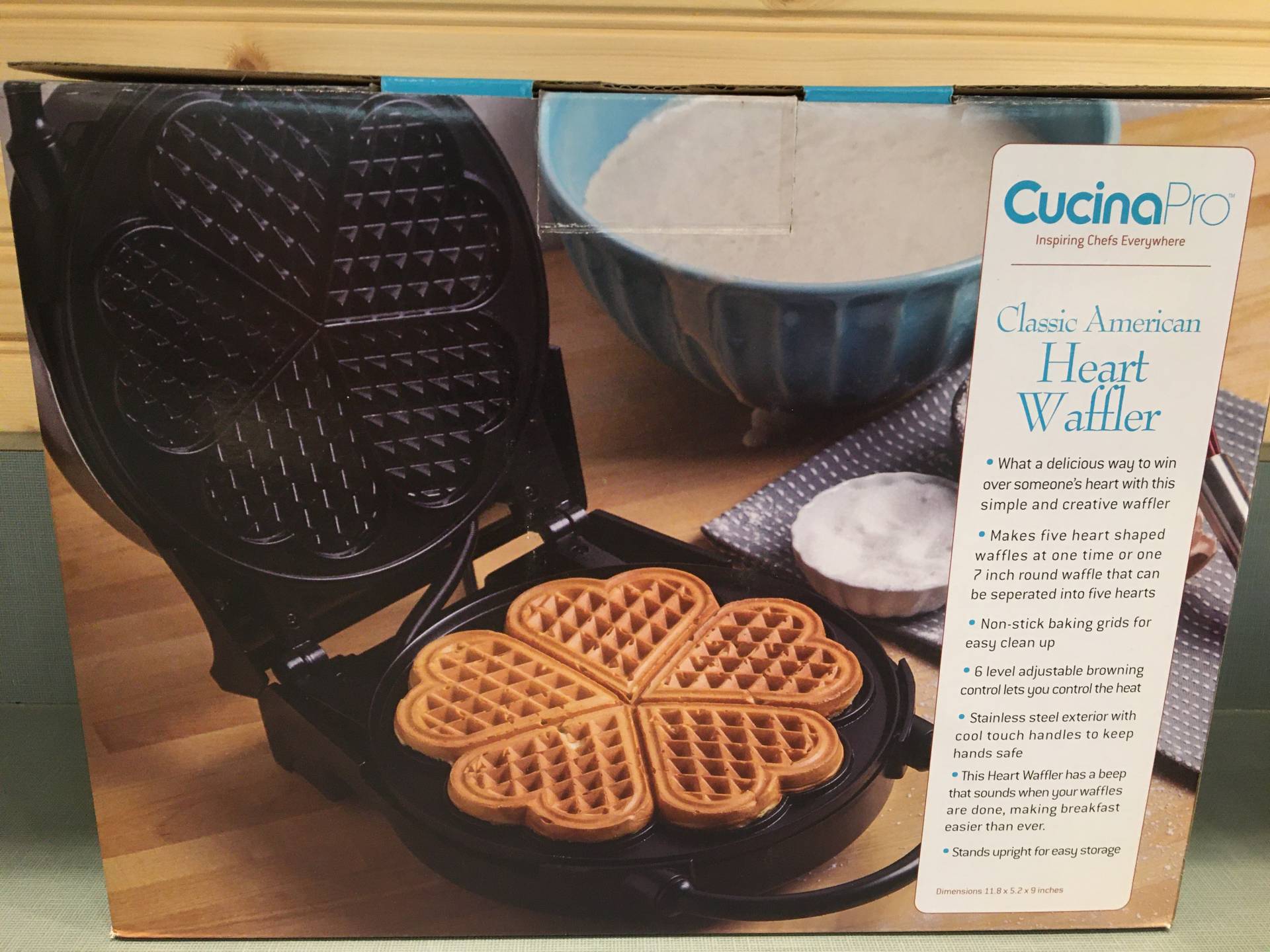 CucinaPro 2.5'' Heart Non Stick Waffle Maker